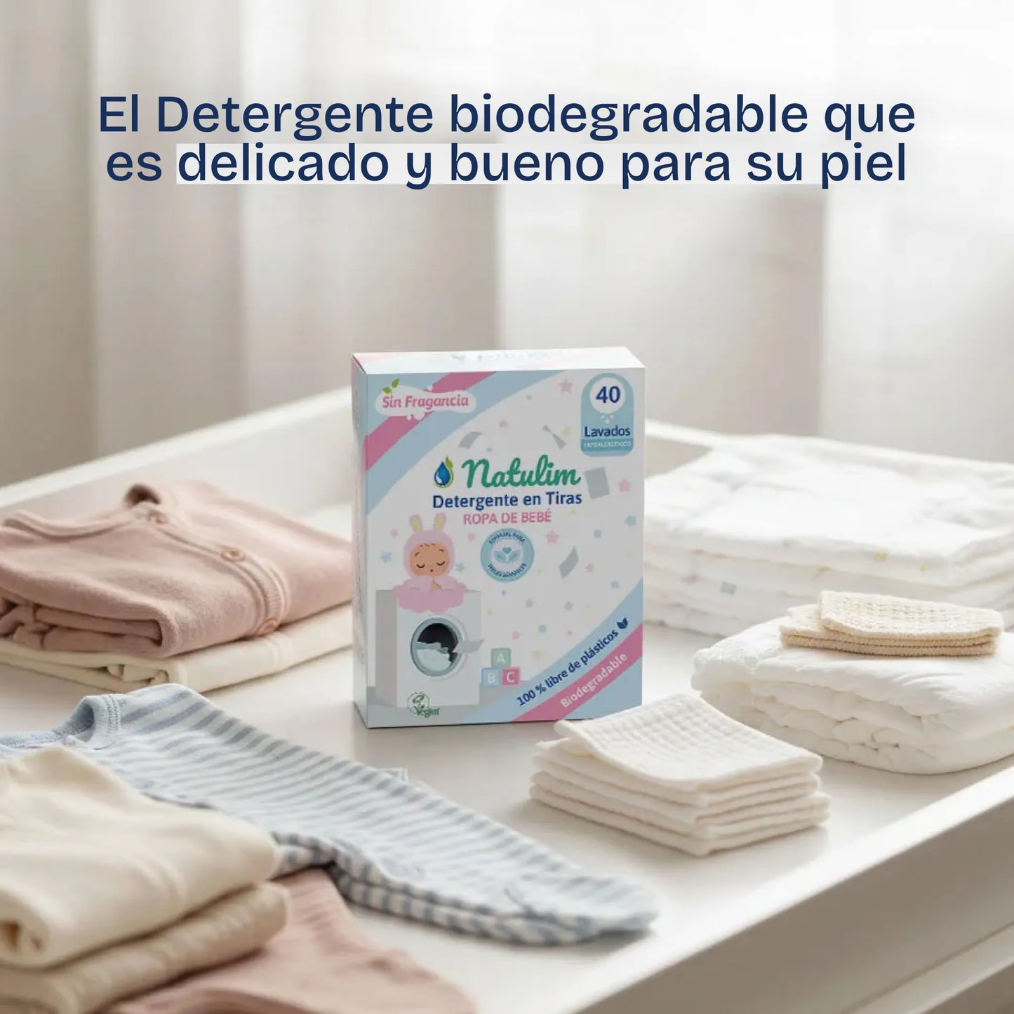 Eco-Tiras de Detergente Natulim Especial para Bebés - 40 Lavados