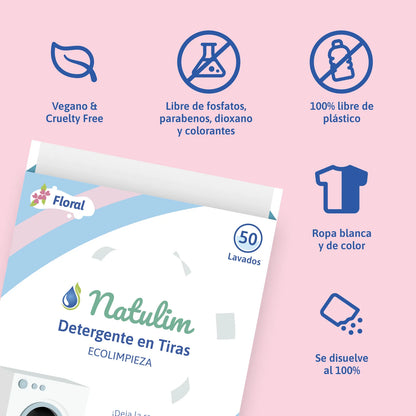 Eco-Tiras de Detergente 40 lavados Natulim
