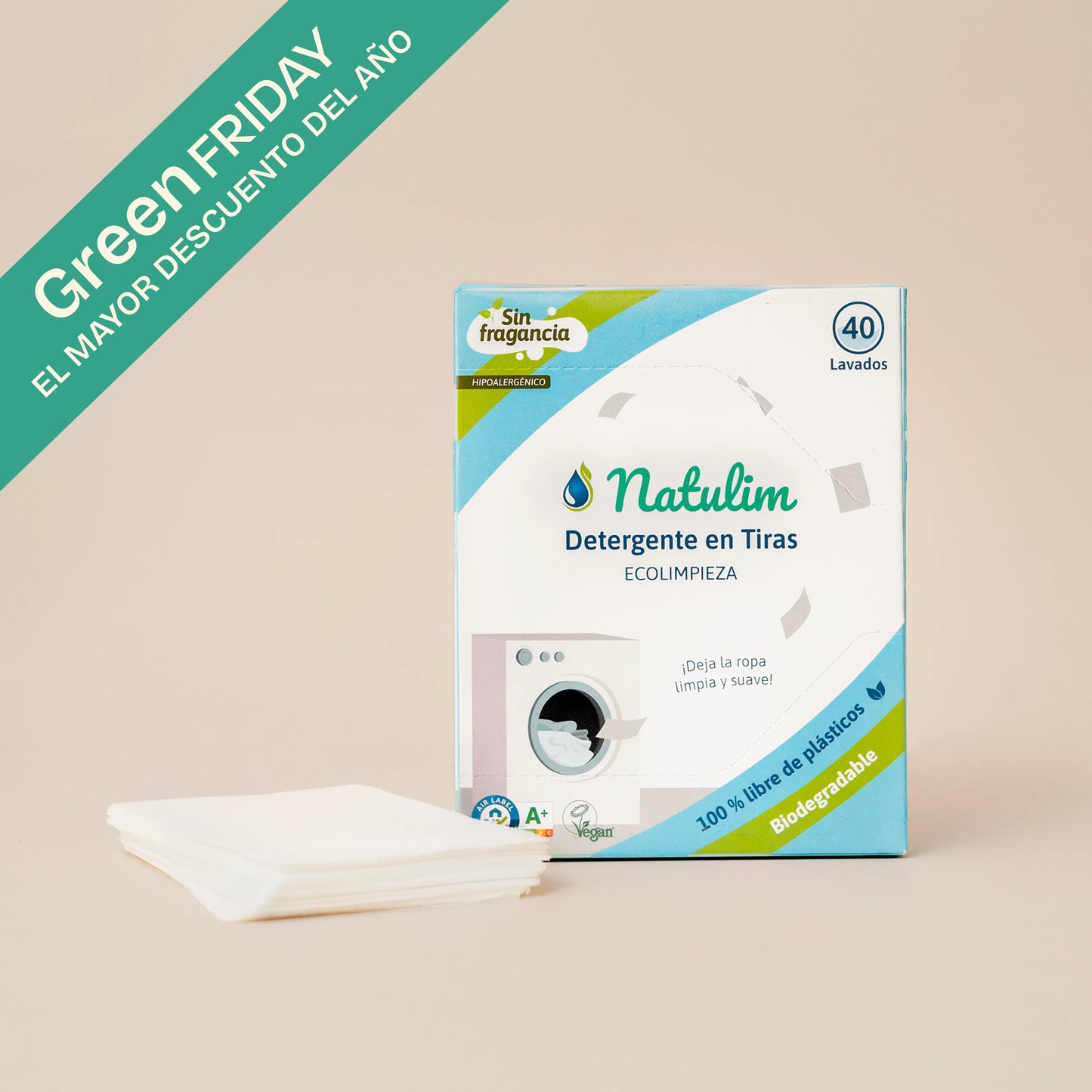 Eco-Tiras de Detergente 40 lavados Natulim