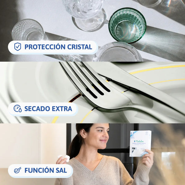 Funciones de las Pastillas Lavavajillas: Protección cristal, secado extra, función sal Natulim