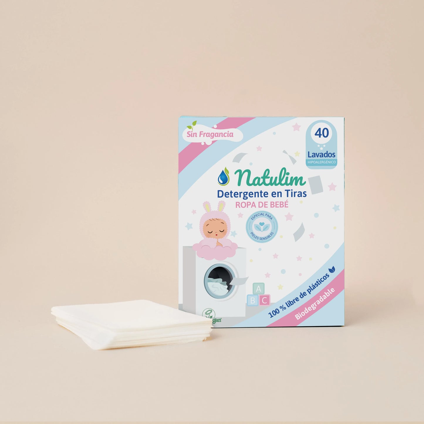 Eco-Tiras de Detergente Natulim Especial para Bebés - 40 Lavados