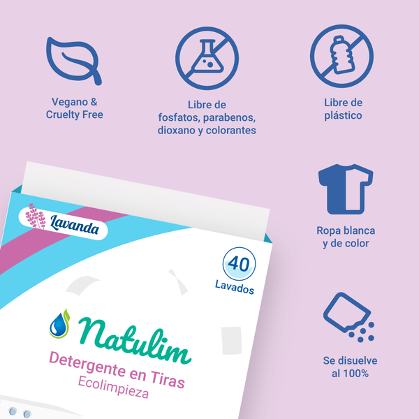 Cómo usar el Detergente en Tiras Lavanda Natulim